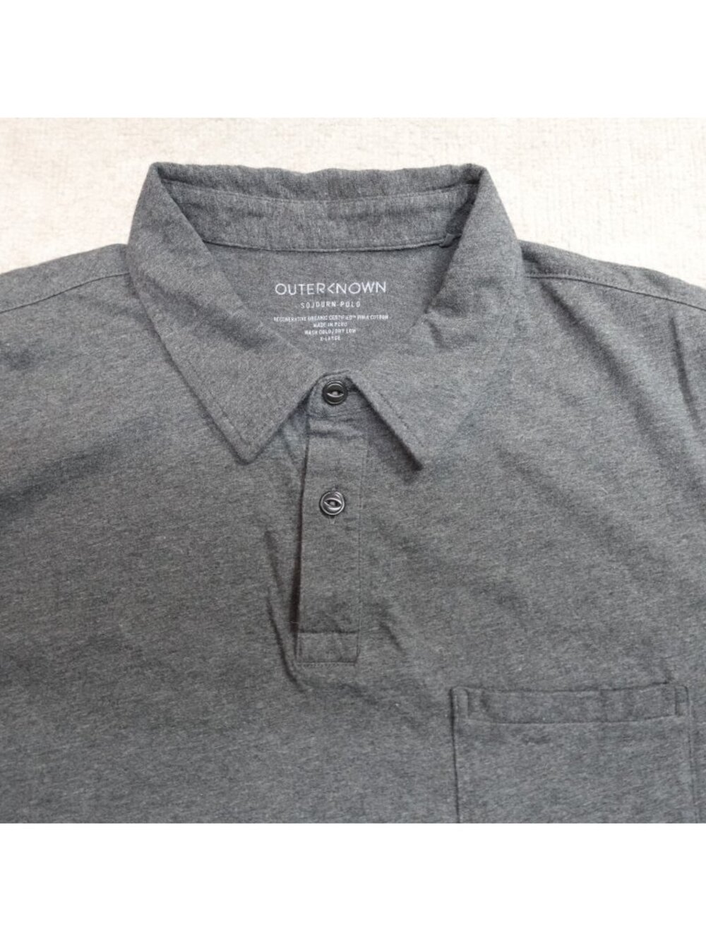 Outerknown Polo Shirt XL Gray Heather Sojourn Chest Pocket Organic